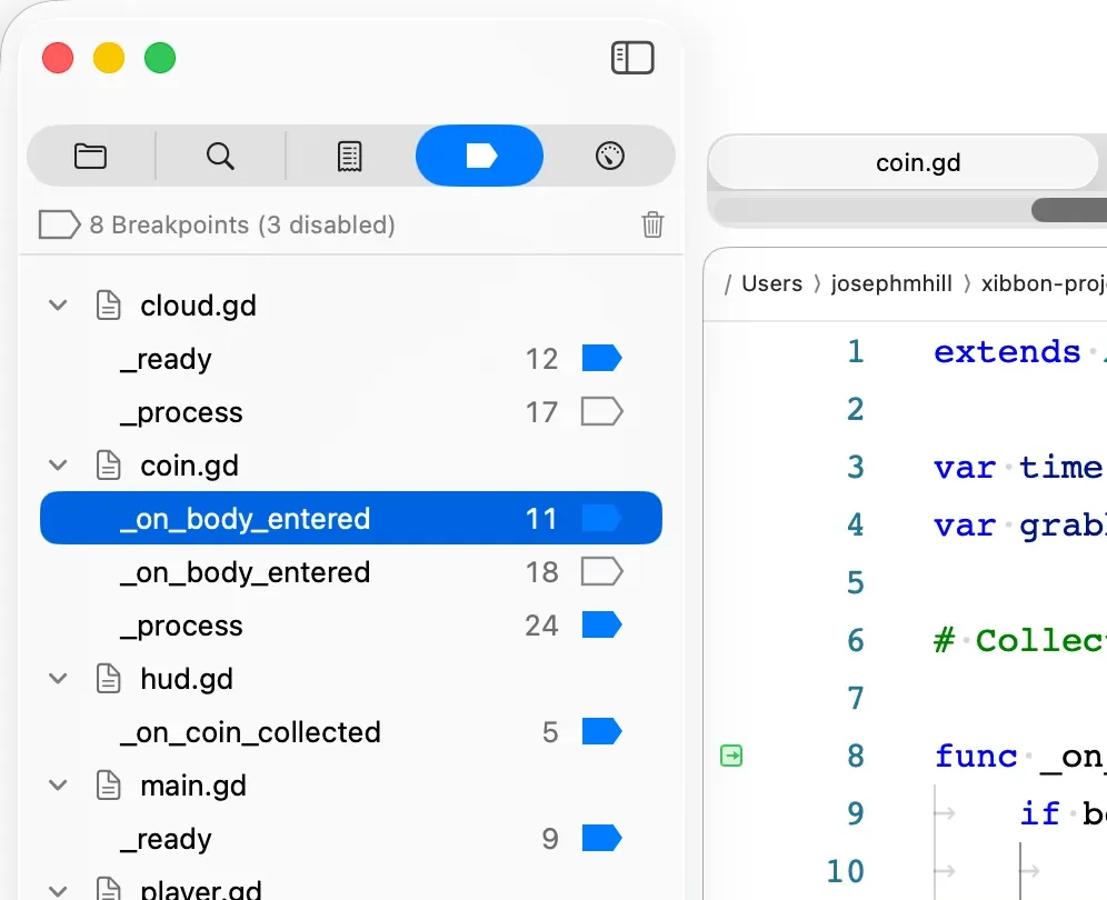 Навігатор точок зупинки в Xogot для Mac.
